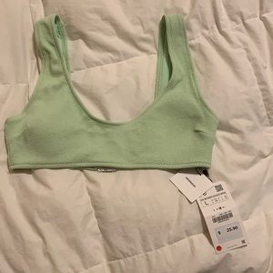Textured green bathing suit top